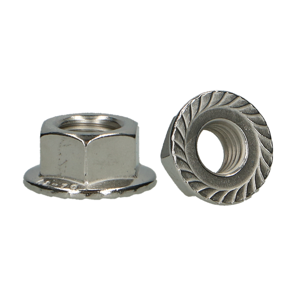 Flensmoer DIN 6923 gekarteld RVS A2 M12 - 100 stuks