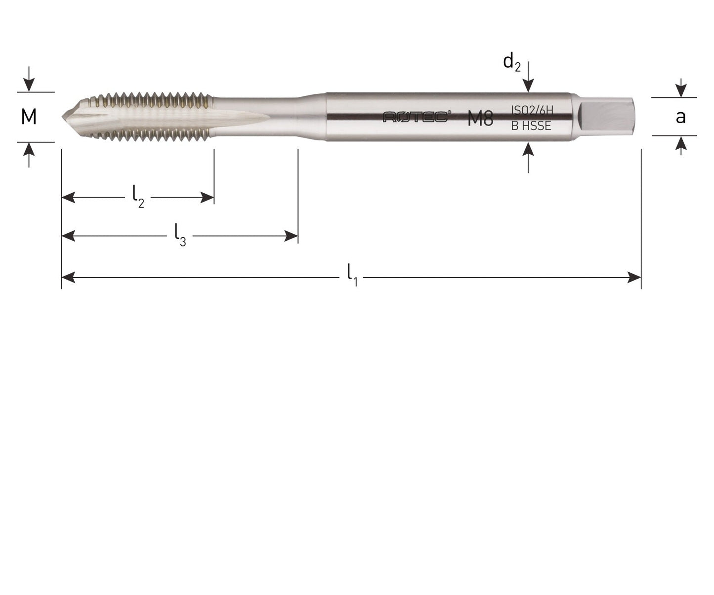 HSS-E Machinetap metrisch DIN 371 doorlopend