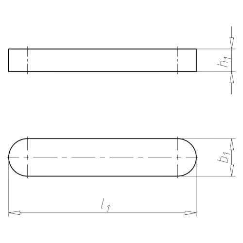 Vlakke inlegspie DIN 6885A Staal Blank 8 x 7 x 35 - 100 stuks