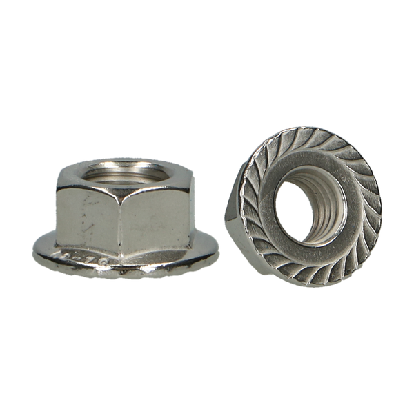 Flensmoer DIN 6923 gekarteld RVS A4 M6 - 200 stuks
