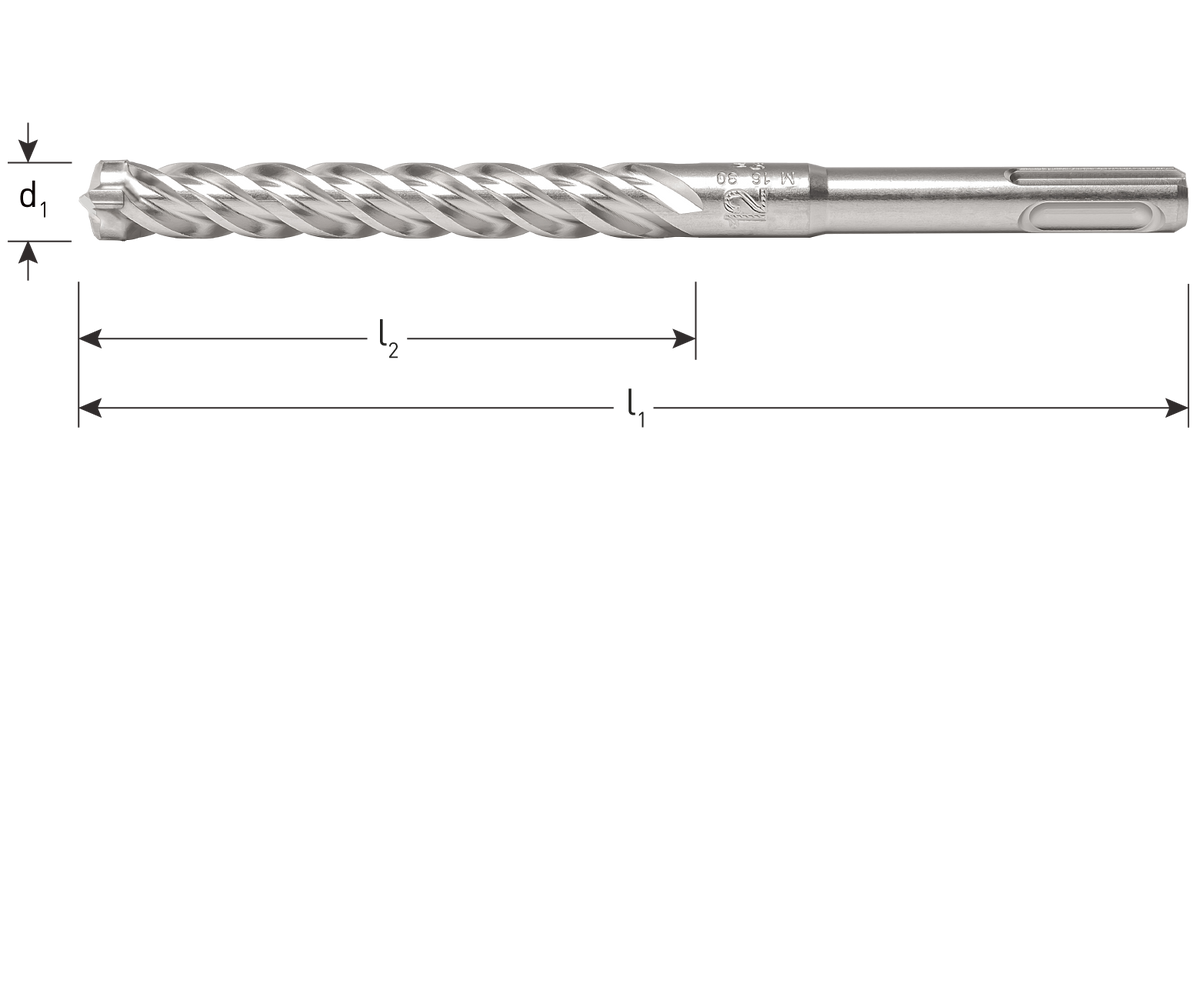 Hamerboor SDS-plus QUATTRO-X afmeting| ROTEC
