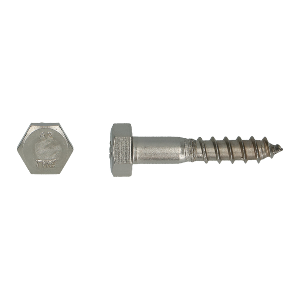 Houtdraadbout DIN 571 RVS A2 12 X 100- 25 stuks