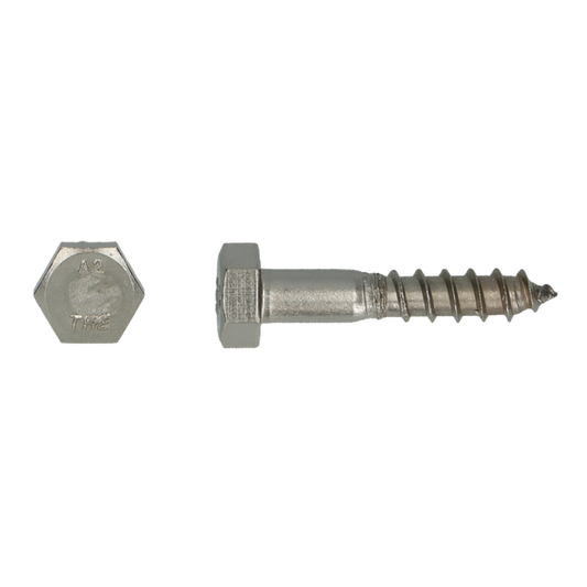 Houtdraadbout DIN 571 RVS A2 12 X 90- 25 stuks