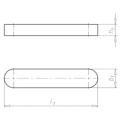 Vlakke inlegspie DIN 6885A Staal Blank 8 x 7 x 36 - 100 stuks