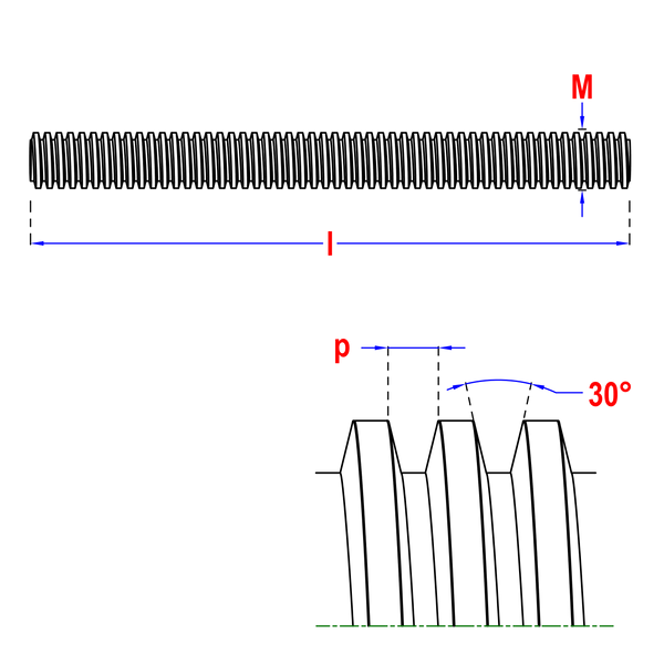 Trapezium draadstang Blank 26 x 5 x 1 meter